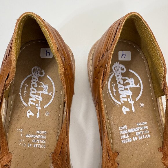 Cacahi's Mexican Huarache‎ Slip On Sandals Sz 7 Tan & Floral Beach Culture Boho - Picture 8 of 9